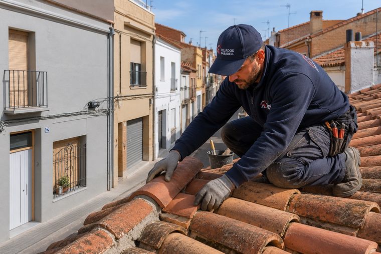 Tejado reparado en casa inglesa del Eixample de Sabadell