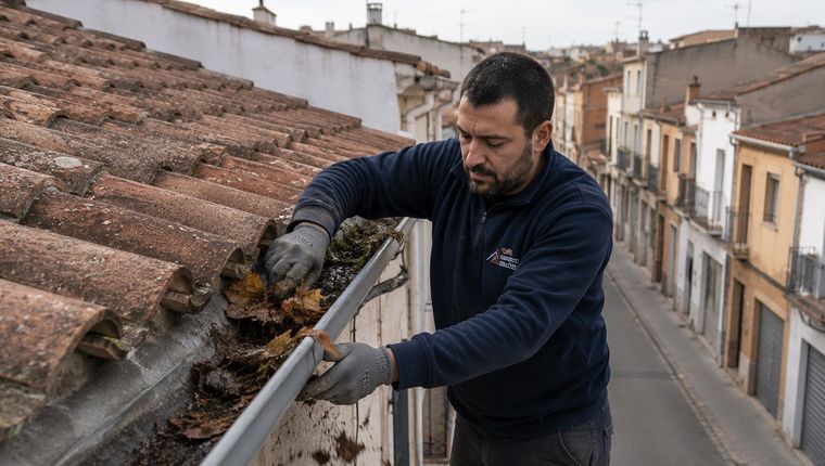 Limpieza de musgo y líquenes en tejas de tejado de Sabadell